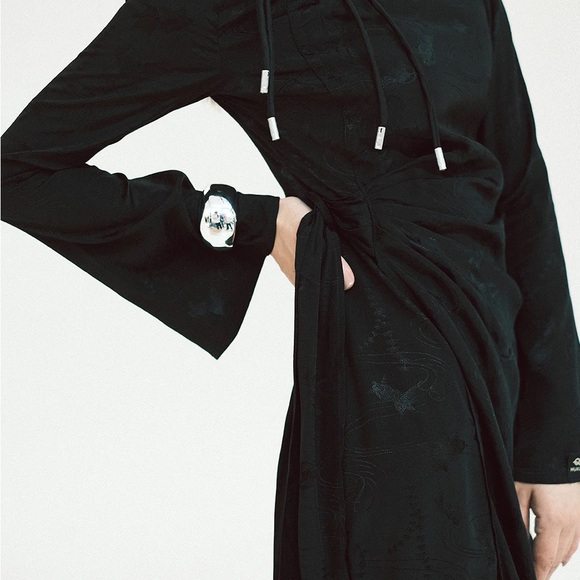 MUKZIN Linglong "Joyful Phoenix"  Chinese-Style Jacquard High-Slit  dress sz m - Picture 9 of 12